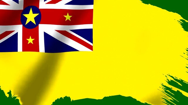 Waving flag of Niue with a grunge brush stroke effect design