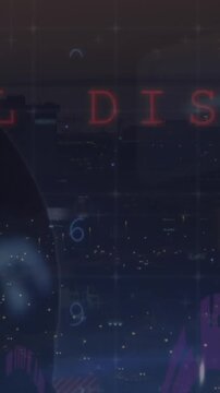 Animation of circles, radars, multiple texts, letter, symbols and numbers over abstract background