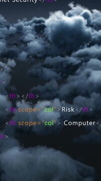 Animation of data processing over clouds