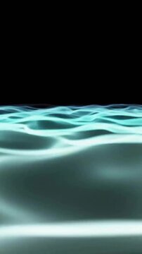Glowing waves animation over dark background, creating futuristic ocean effect