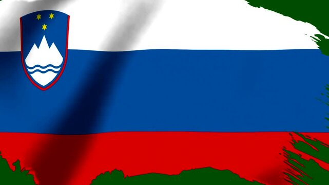 Waving flag of Slovenia with a rustic paint brush stroke artistic design style