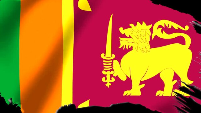 Waving flag of Sri Lanka with a textured and distressed grunge edge effect