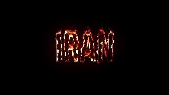 Iran Burning Text Animation with Fire Effect 4K