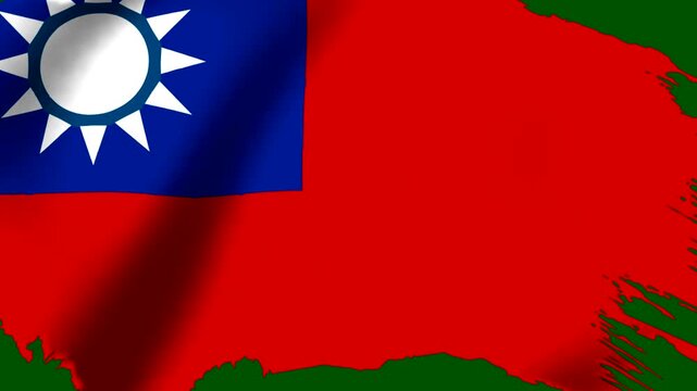 Waving flag of Taiwan with a stylized artistic brush stroke edge effect