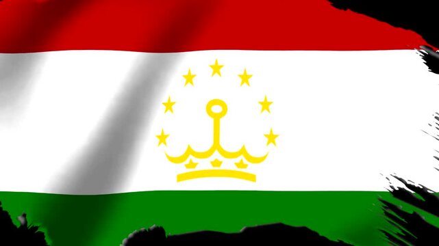 Waving flag of Tajikistan with a weathered and distressed grunge texture design
