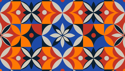 Fototapeta premium Optical symmetry transforming colorful circles into captivating abstract compositions.