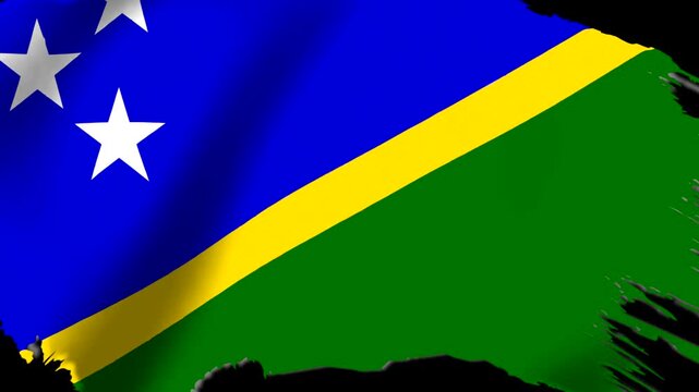 Waving flag of the Solomon Islands with a distressed brush stroke effect