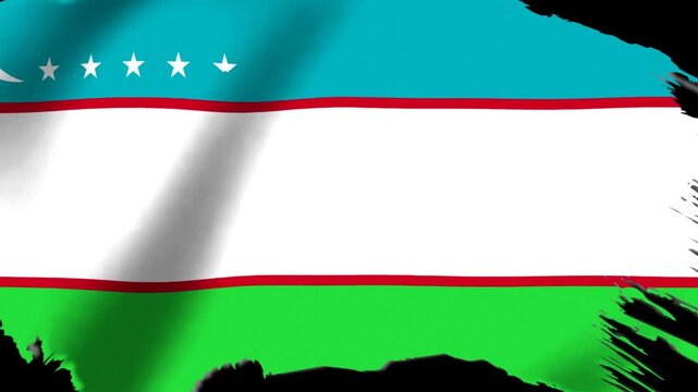 Waving flag of Uzbekistan with a weathered and distressed grunge texture design
