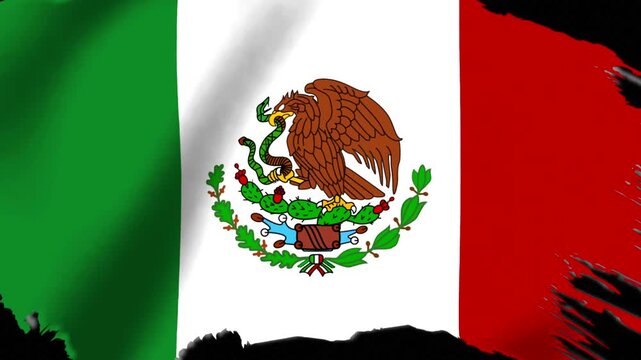Waving national flag of Mexico with detailed emblem and vibrant colors for patriotic events and national holidays