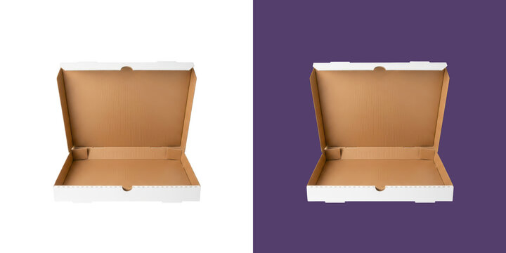 Open empty brown cardboard pizza box for delivery food takeaway service png