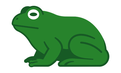 Fototapeta premium Minimalist green toad icon in side profile view isolated on a white background, nature and wildlife concept
