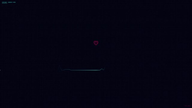 Digital heart rate monitor pulse on dark interface screen