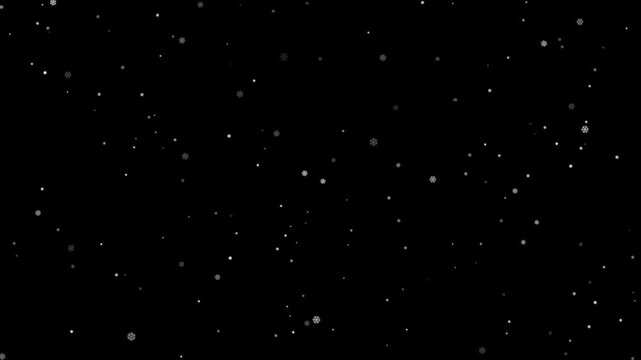 Beautifully falling snowflakes and white particles against a dark black background, perfect for winter seasonal designs