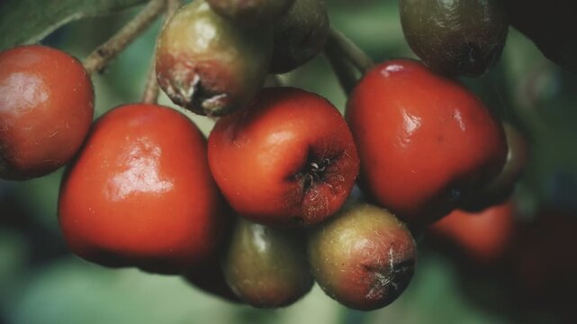 Red berries vintage colour pull look close up stock footage