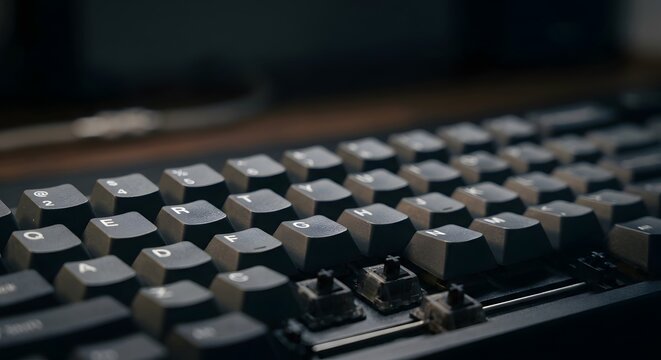 Macro close up of mechanical computer keyboard keycaps