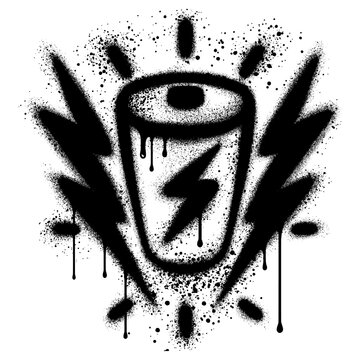 Vector battery icon with in graffiti style with black spray paint.