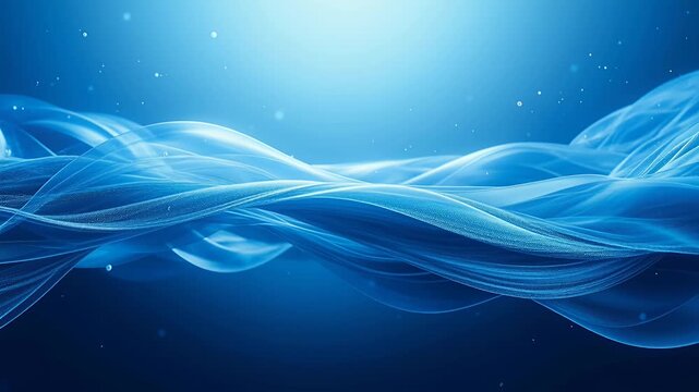 blue abstract waves flowing ribbons background, digital motion backdrop