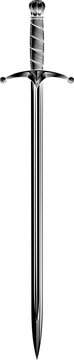 Illustration of medieval sword. Original illustration in a vintage retro engraving woodcut style. Suitable for use in heraldry
