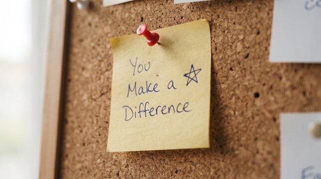 Cork Board with You Make a Difference Note
