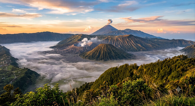 sunrise in the bromo mountains