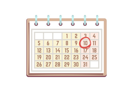 A clean illustrated calendar icon featuring a marked date, perfect for representing schedules, appointments, events, deadlines, planning, and important dates.