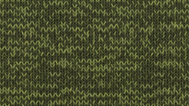 Close up of a dark olive green knitted texture creating a seamless pattern for backgrounds and textile designs