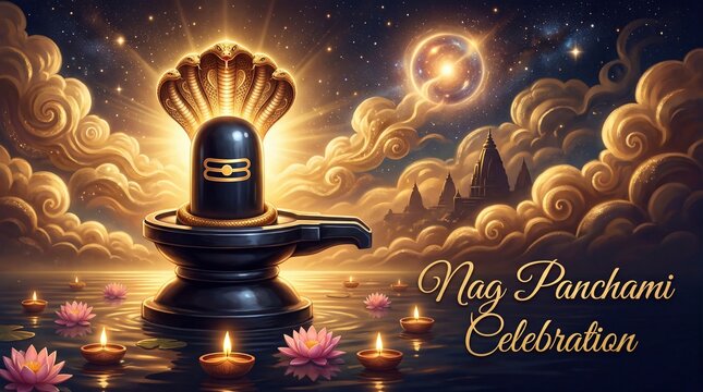 Nag Panchami Traditional Festival Banner Featuring Naag Puja, Shravan Maas, Sawan Somwar, Mahadev Blessings, Hariyali Teej and Hindu Festivities
