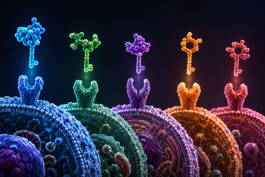 Personalized Medicine Concept with Molecular Keys and Cell Receptors