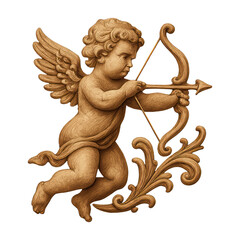 Naklejka premium PNG Cherubic wooden angel with bow