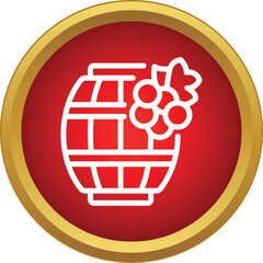 Fototapeta premium Wine barrel icon showing grapes, representing viticulture and winemaking