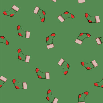 seamless pattern holiday christmas sock cartoon. decoration gift, tradition fireplace, hanging cheer holiday christmas sock sign vector