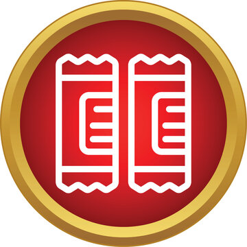 Tickets icon red button for entertainment event admission