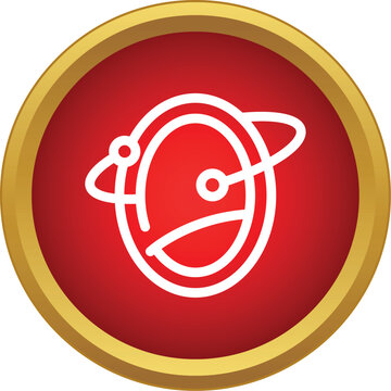 Atom structure icon with orbiting electrons showing physics research and science