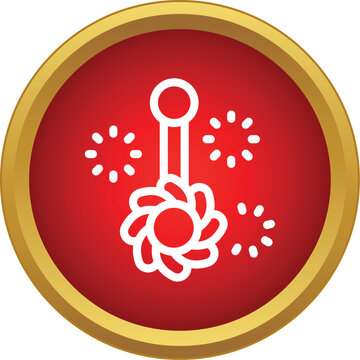 Baby rattle icon for children playing and entertainment on a red background