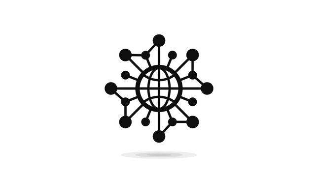 Global network connection vector icon with globe and data nodes