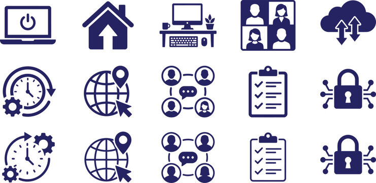 Business office team organization management line icons collection set vector graphic design elements isolated symbol