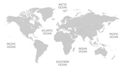 World Map with Continents, Country Borders and Major Oceans © MR stocks