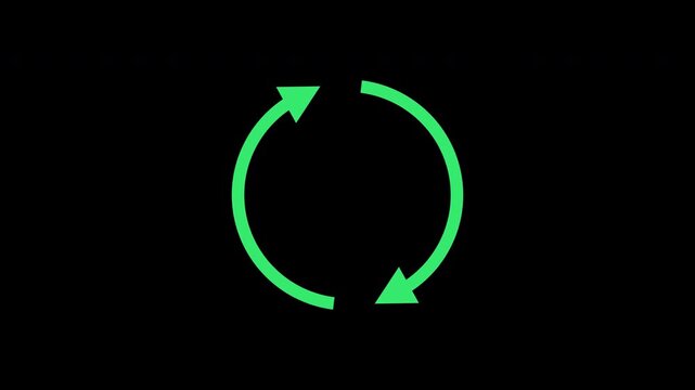 Recycle arrows rotating animation green on transparent background 4K