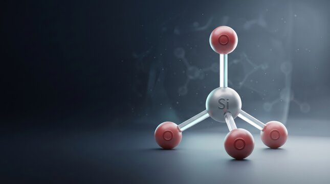 3D SiO4 Tetrahedral Molecular Structure Representing Silicate Chemistry