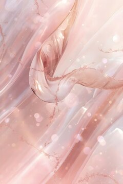 Abstract Rose Gold Fluid Silk Wave with Glitter Particles Backdrop
