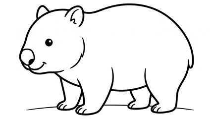 Obraz premium Walking Wombat Outline for Coloring and Wildlife Education