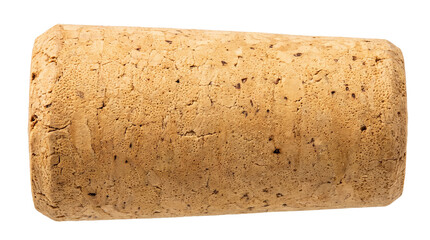 Obraz premium A classic cylindrical natural cork stopper showcasing a highly porous rough texture and warm earthy tones, perfect for rustic winery, beverage packaging, and traditional craft themes.