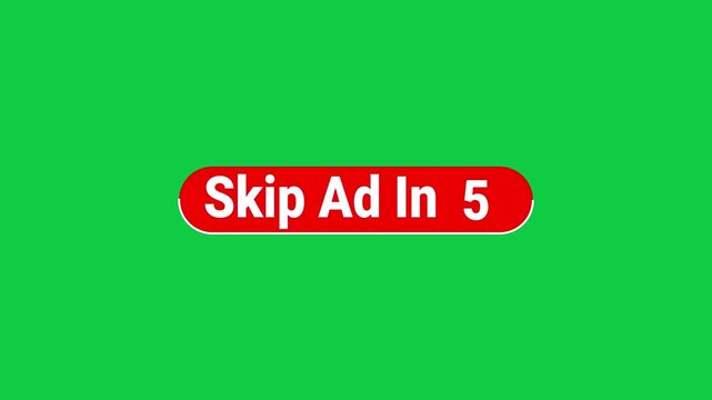 Skip Ad Countdown Button Animation On Green Screen Background