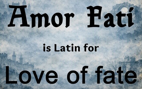 Latin Amor Fati translated Love Of Fate education illustration infographic