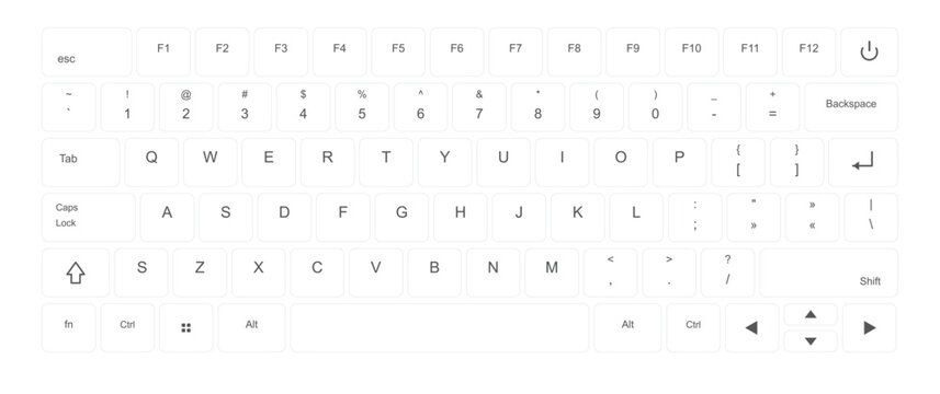 Minimal White Computer Keyboard Layout with Alphabet Keys, Number Row, Function Controls and Clean Modern Typing Device Design
