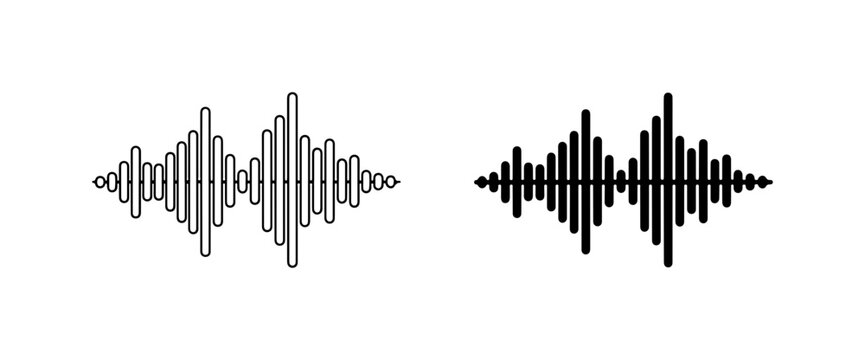 Sound Waveform Icons, Audio Signal Graphics, Music Visualization Vectors
