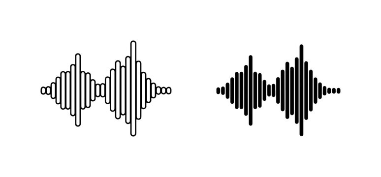 Sound Waveform Icons, Audio Signal Graphics, Voice Modulation Visuals, Music Equalizer Symbols