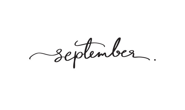 September month text font calligraphy hand written lettering script black color object icon september month happy holiday leaf plant nature harvest thanksgiving hello autumn season september month 