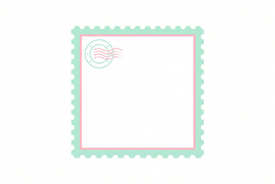 Minimalist Pastel Square Stamp Frame with Circular Postmark Accent