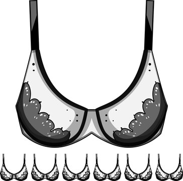 fashion bra lace cartoon. undergarment comfort, style elegance, seamless push fashion bra lace sign colorful illustration